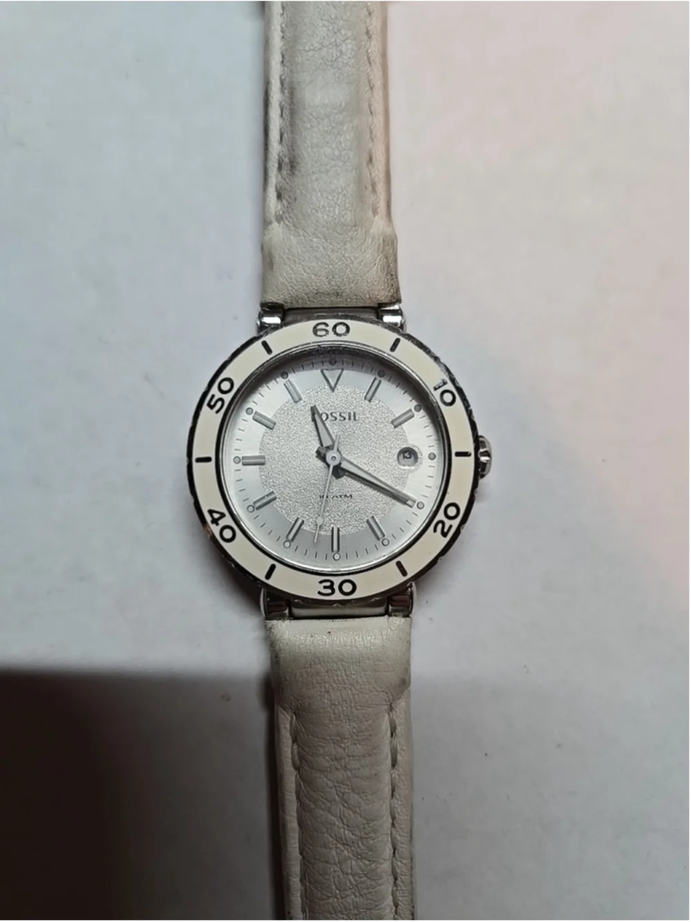 Fossil Women's AM4285 Allie Sport Leather Strap Silver Dial Watch
